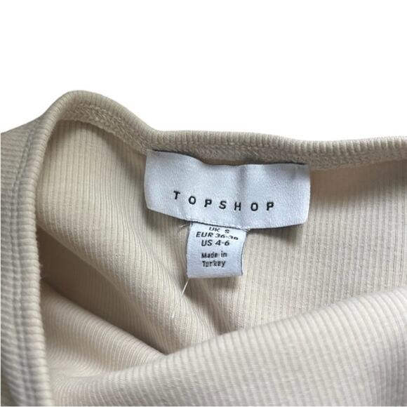 Topshop Ribbed Knit Halter Top Open Back Cream Tank Small NWT - Picture 6 of 7